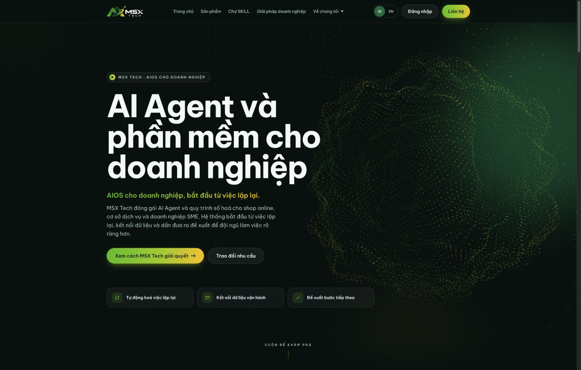 Website MSX Tech giới thiệu AI Agent và phần mềm cho doanh nghiệp